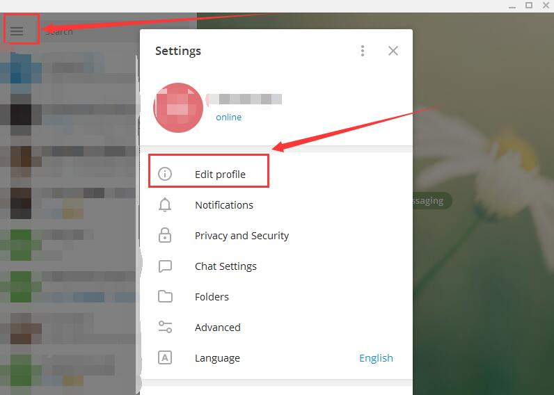 Telegram 编辑资料中设置用户名的界面
