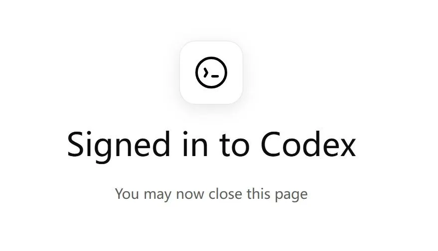 Codex 登录成功提示页面