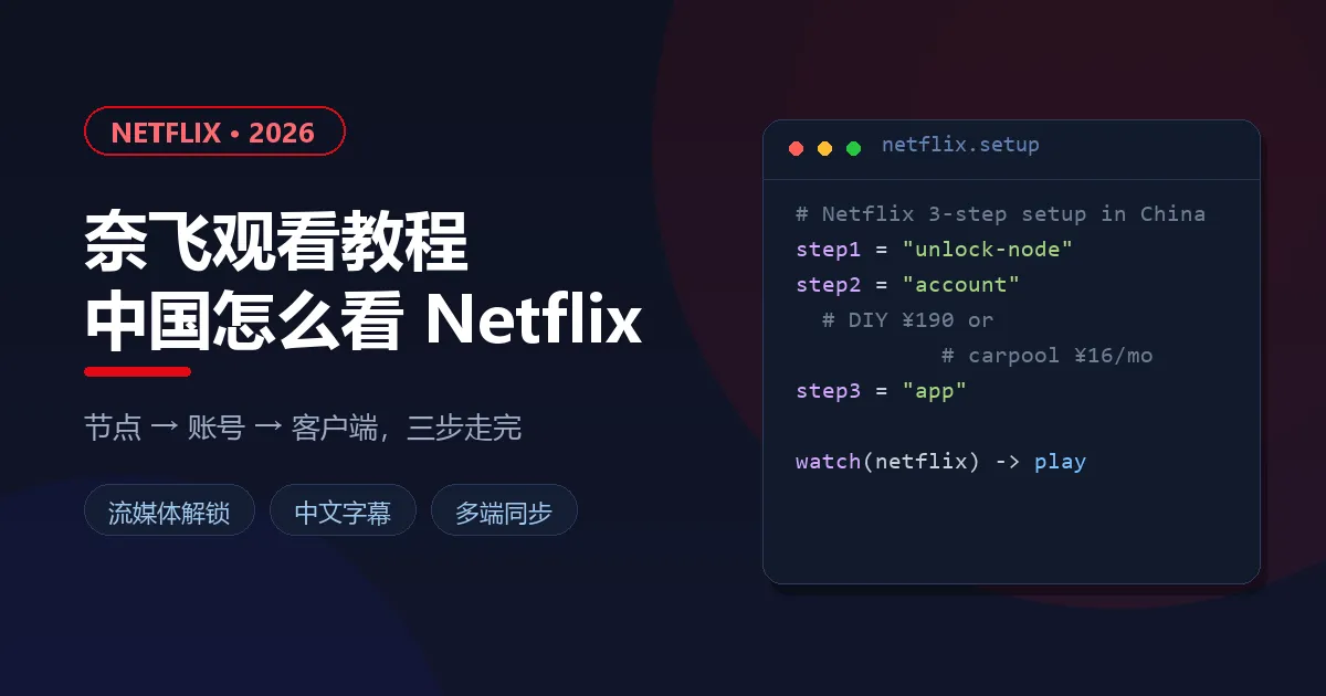 奈飞(Netflix)怎么看（2026）：中国观看、注册与下载教程