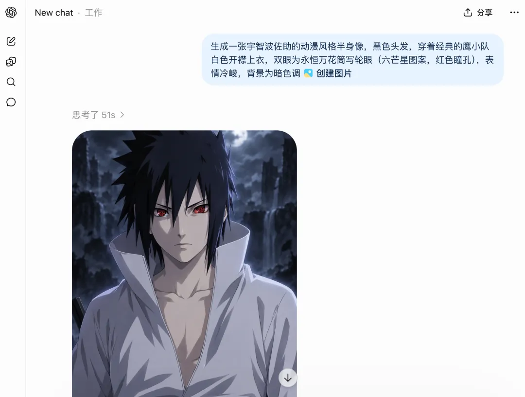 改图前的佐助原图，双眼为万花筒写轮眼
